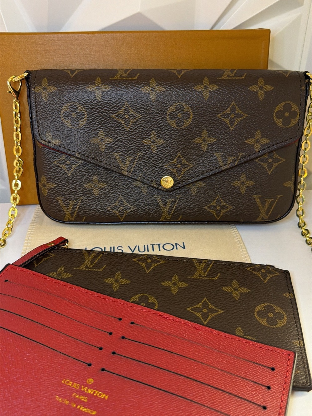 Louis Vuitton Monogram Canvas Crossbody with Red Card Slot Insert
